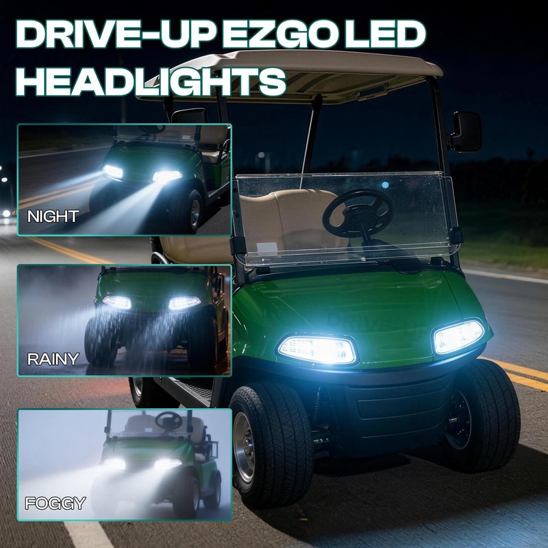 DRIVE UP EZGO Headlight Kit, Golf Cart LED Headlights Fits for EZGO RXV 2008-2015 Gas and Electric Golf Carts, OEM 607439-1, 607438-1