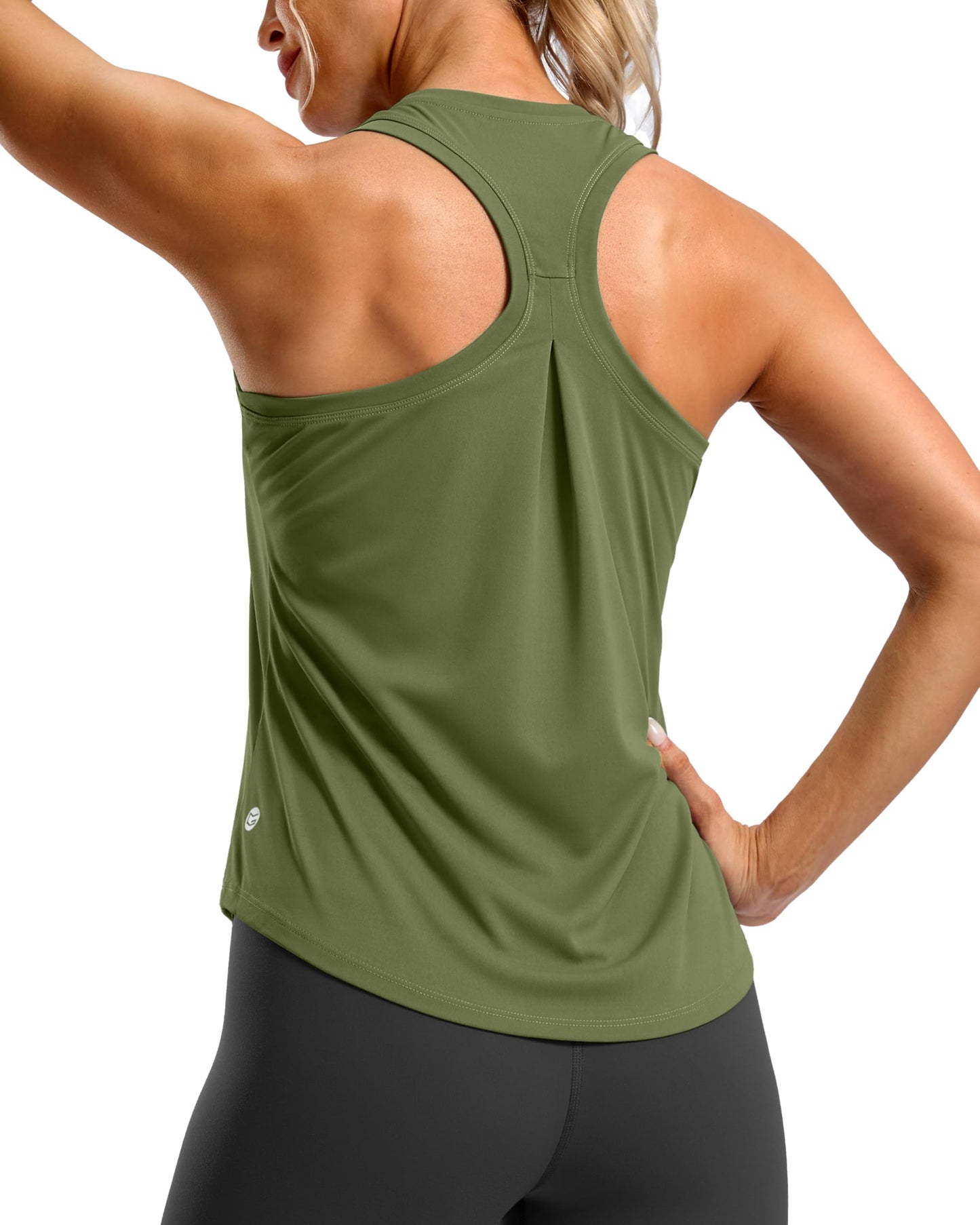 G Gradual Women's Workout Tank Tops Racerback Athletic Yoga Tops Loose Fit Sleeveless Running Gym Sports Shirts for Women(Olive,XL)
