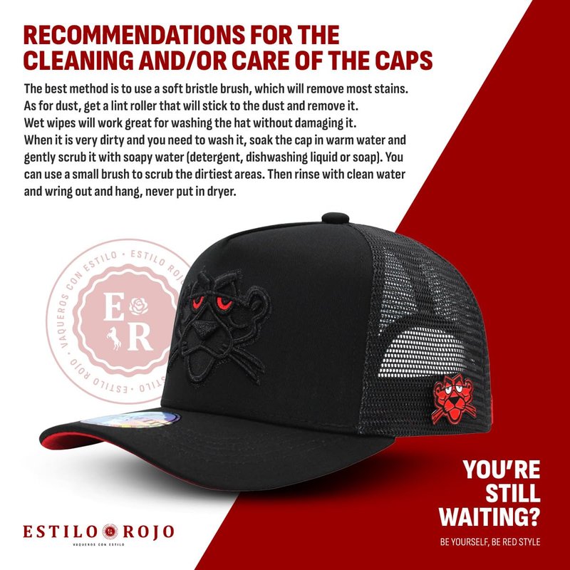 Ferreti Hats FT02M Black Panther Hat - Black Trucker Cap for Men & Women - Premium Adjustable Pantera Hat, Gorra Negra para Hombre y Mujer