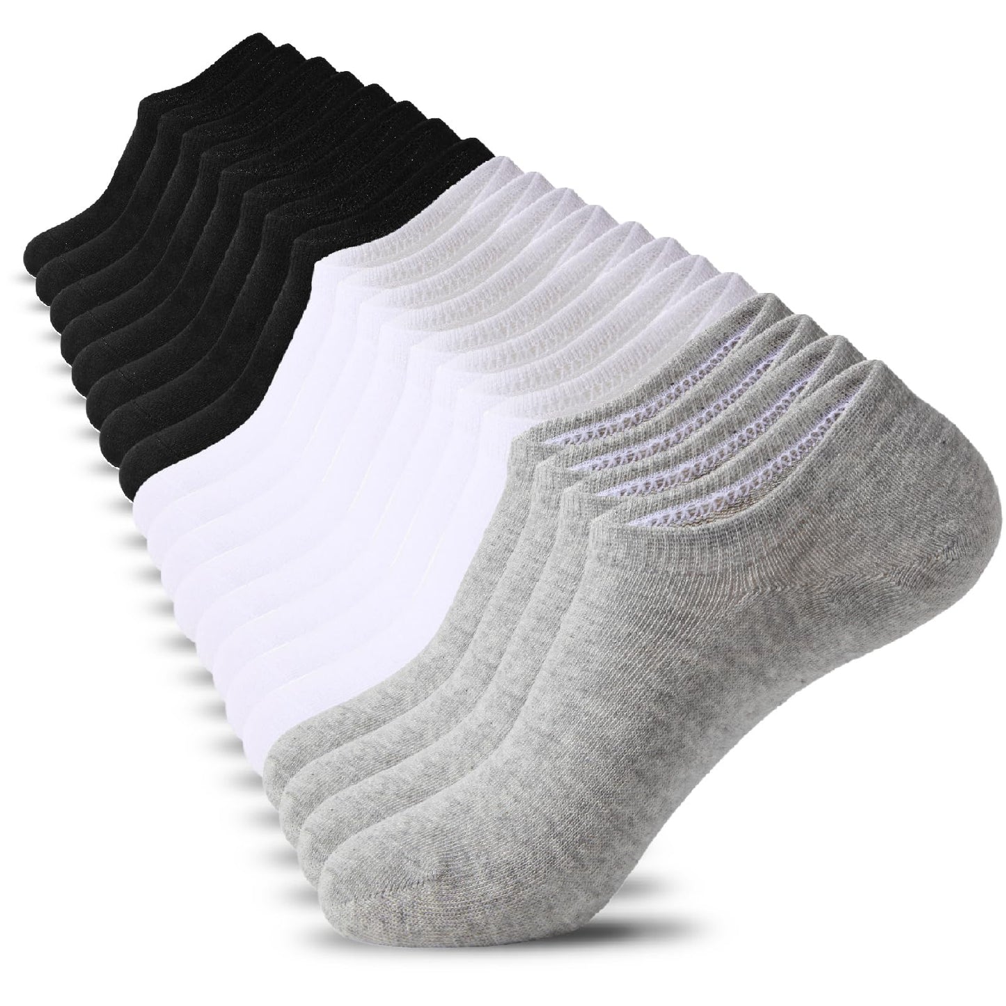 Nroktia 10 Pairs Non Slip No Show Socks Womens and Mens Low Cut Invisible Liner Ankle Socks (4 Black-4 White-2 Grey)