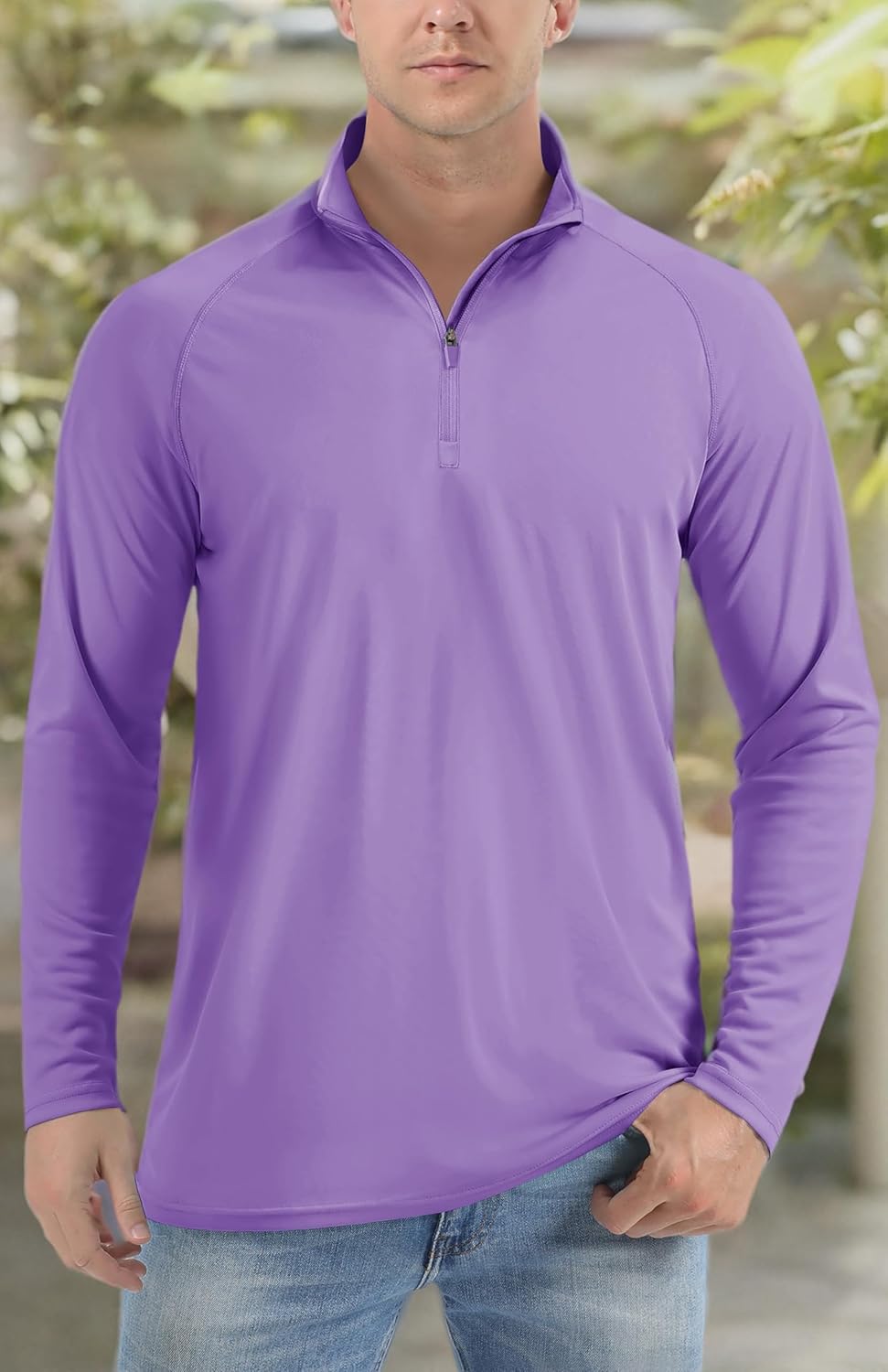 Men's Long Sleeve Athletic Shirts - UPF 50+ Sun Protection Rash Guard | 1/4 Zip Pullover for Outdoor Running