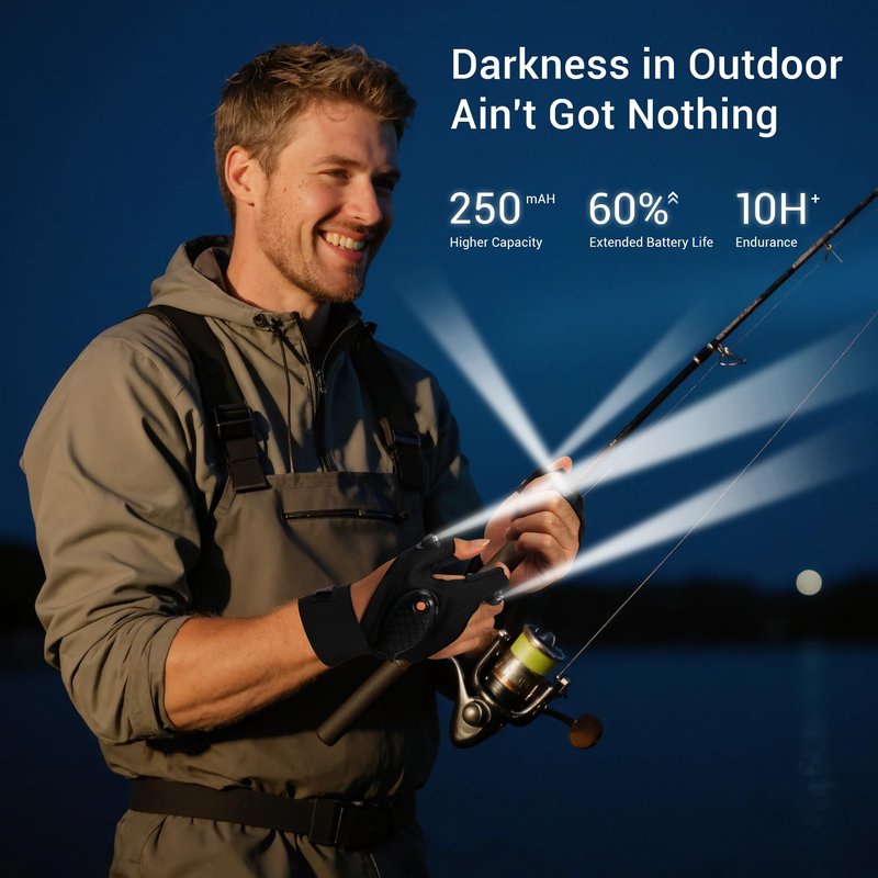 ThxToms Flashlight Gloves Rechargeable, Fathers Day Birthday for Men Husband Boyfriend Dad Him, Cool Gadgets Tools Finger Lights Waterproof for Repairing Fishing