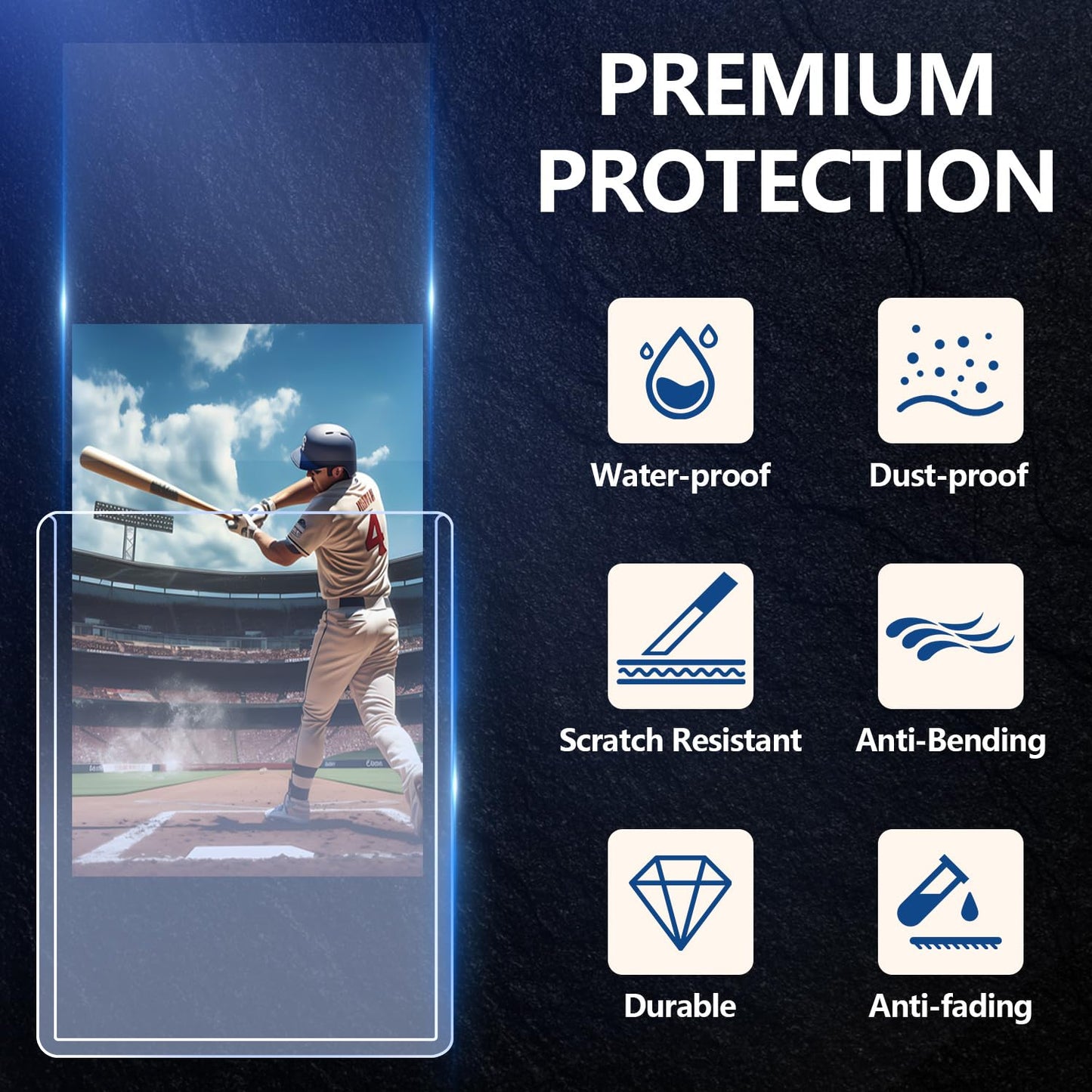 32ct Card Sleeves Hard Plastic, EDUDIIU 3" x 4" Top Loads for Cards, 35PT Hard Card Protectors, Rigid Toploads Hard Plastic for Yugioh, Baseball, Sports Cards