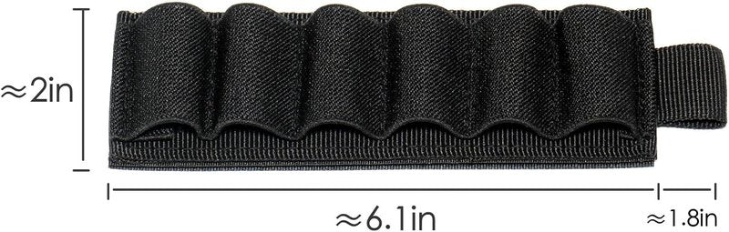 Shotgun Shell Holder - 4 Pack Molle Buttstock Carrier for 12/20 Gauge | Adhesive Backing & 6 Rounds Capacity