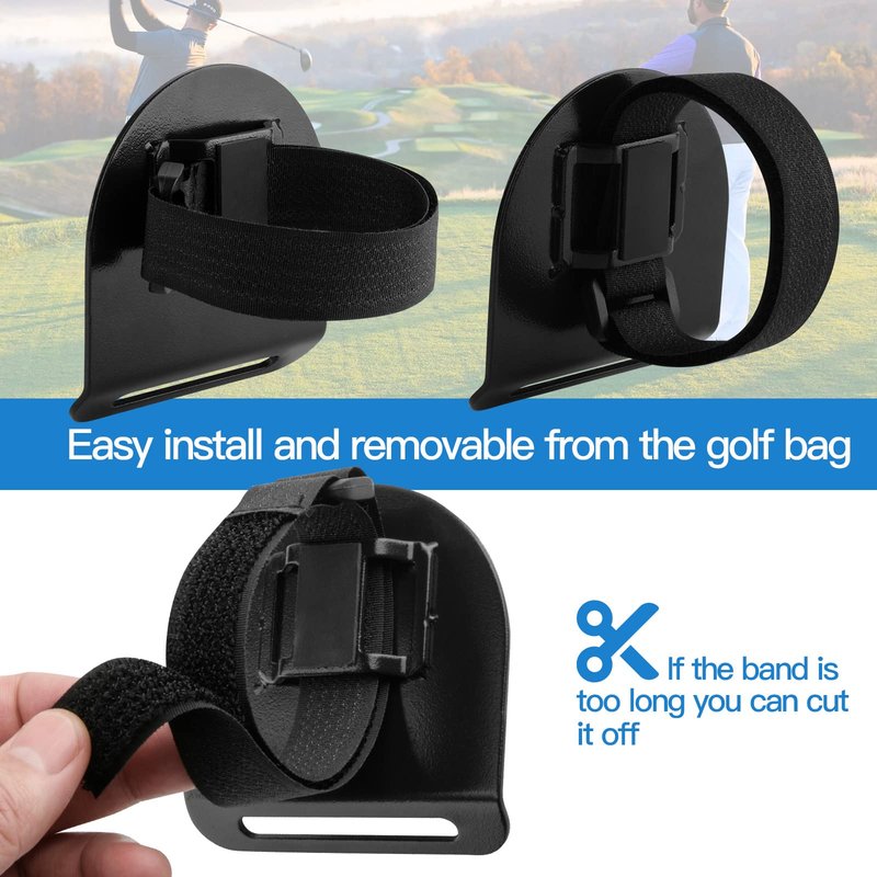 Xxerciz Golf Bag Metal Landing Pad for Magnetic Golf Accessories and Gears Like Magnetic Rangefinder, Magnetic Golf Towels Strap Clip Golf Bag Accessories with Two Hook and Loop Straps