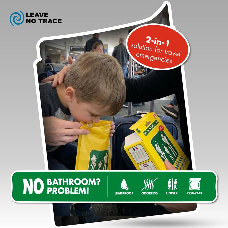 TravelJohn Economical Disposable Urinal – 2-in-1 Design for Vomit/Urine Paper Bag for All Genders & Ages – Disposable Urine Bags for Travel, Emergency, Camping & Car Road Trips – 5 Pack (TJ1P)