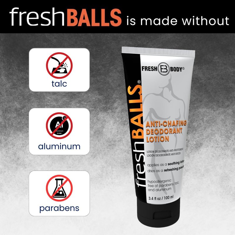 FRESH BALLS Set - Anti-Chafing Cream Ball Deodorant for Men, 3.4oz + On-The-Go Travel Size .07oz (15 pack) - Men's Anti-Chafe Lotion to Powder & Hygiene for Groin Area, No Talc or Aluminum