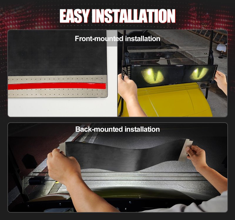 Golf Cart Devil Eyes Light Sign, 23.6"x4.7" Programmable Flexible Screen for Windshield, DIY Animated LED Sign with APP/Remote Control, for Golf Cart Decorations Halloween Festivals Trucks SUVs