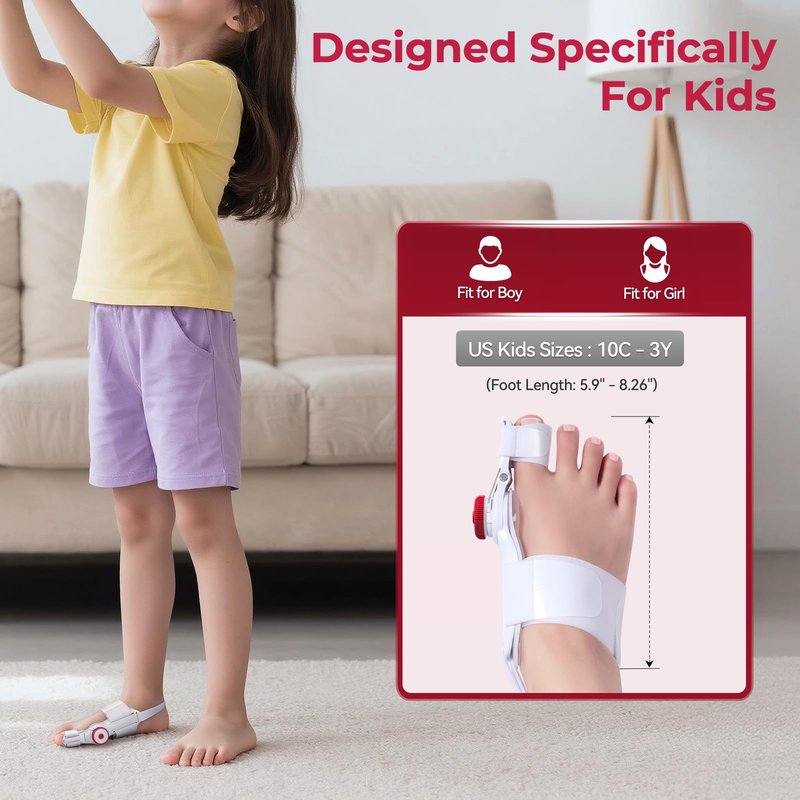 TENICORE Bunion Corrector for Kids, Adjustable Bunions Fix for Relief with Anti-slip Heel Strap, Big toe straightener with Silicone Pad, Fits Left/Right Feet, 1PC, Green-1pc