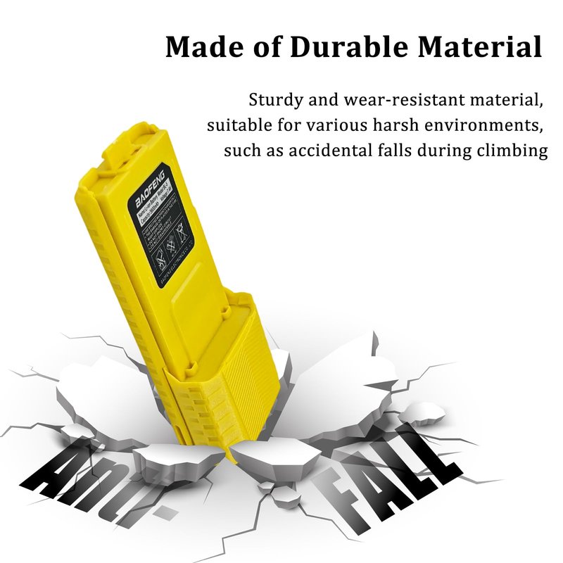 BAOFENG UV-5R Radio Battery Extended 3800mAh USB-C Charging Yellow Replacement for BF-F8HP New Version for BF-F8 Rechargeable Bl-5 Two Way Radio Battery with Type-c Cable