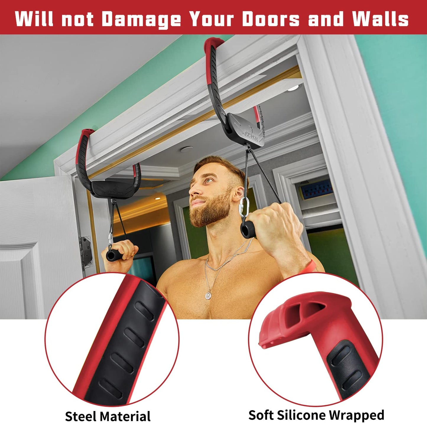 Portable Pull Up Bar for Doorway,P10-First-Generation No Screws Chin Up for Home and Travel Exercise,Red