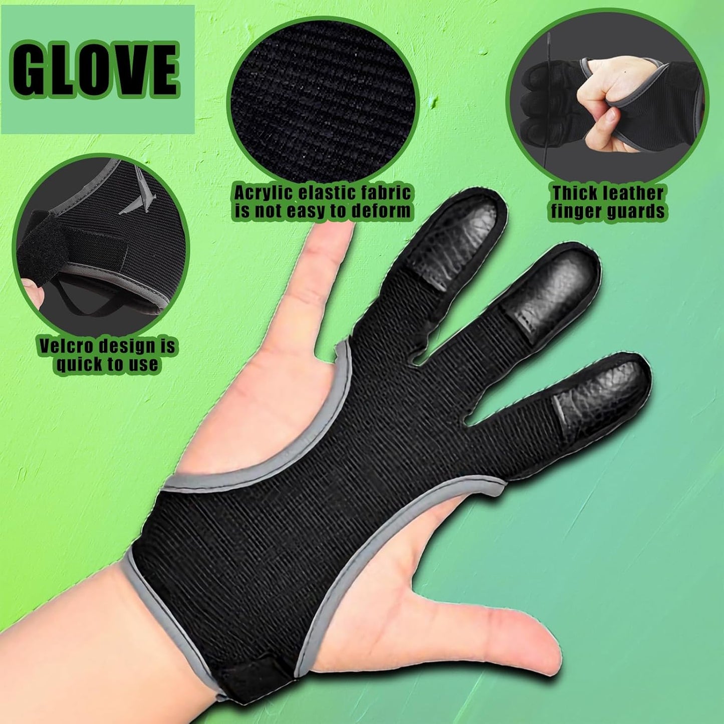 Archery Accessories Set - Leather Arm Guard, 3-Finger Gloves, Quiver & Arrow Puller | Complete Protective Gear Bundle