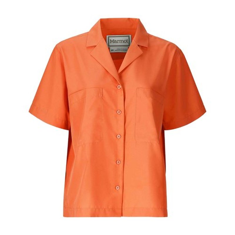 MARMOT Women's AirExchange UPF 40 Short Sleeve Camp Shirt - Lightweight Breathable Quick-Dry, Pomelo, Small