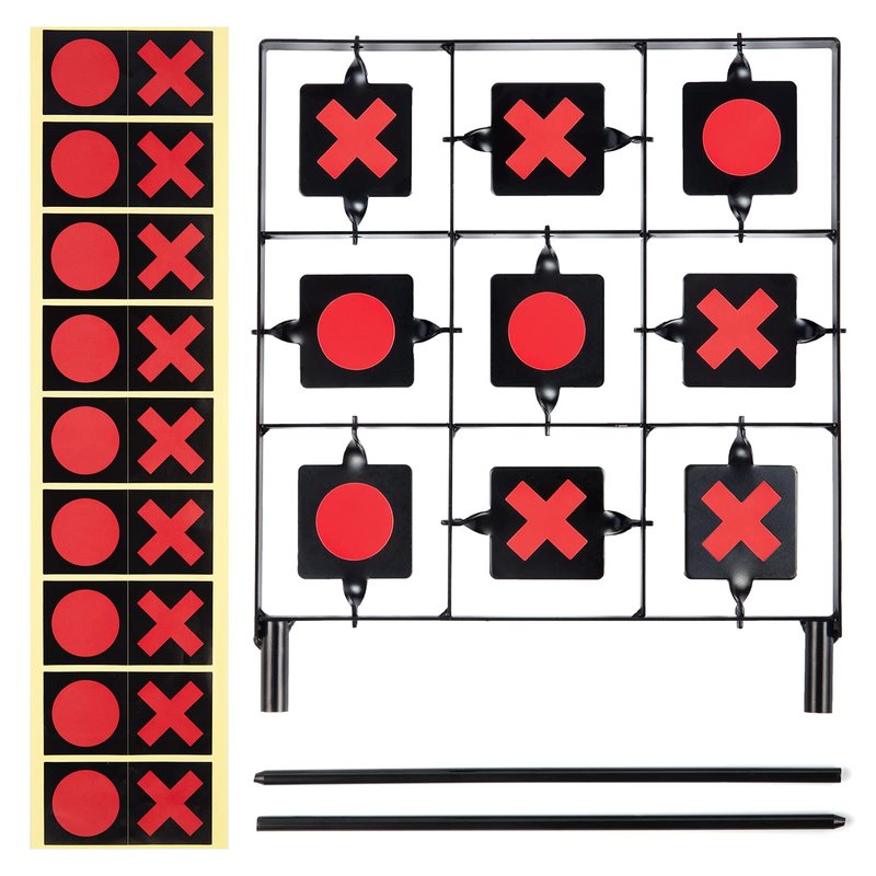 GearOZ Spinning Airsoft Target, 18"x9", Pellet Gun Targets, Air Rifle Targets, Tic-Tac-Toe Designed BB Gun Resetting Shooting Target Stand for Outdoor, Backyard