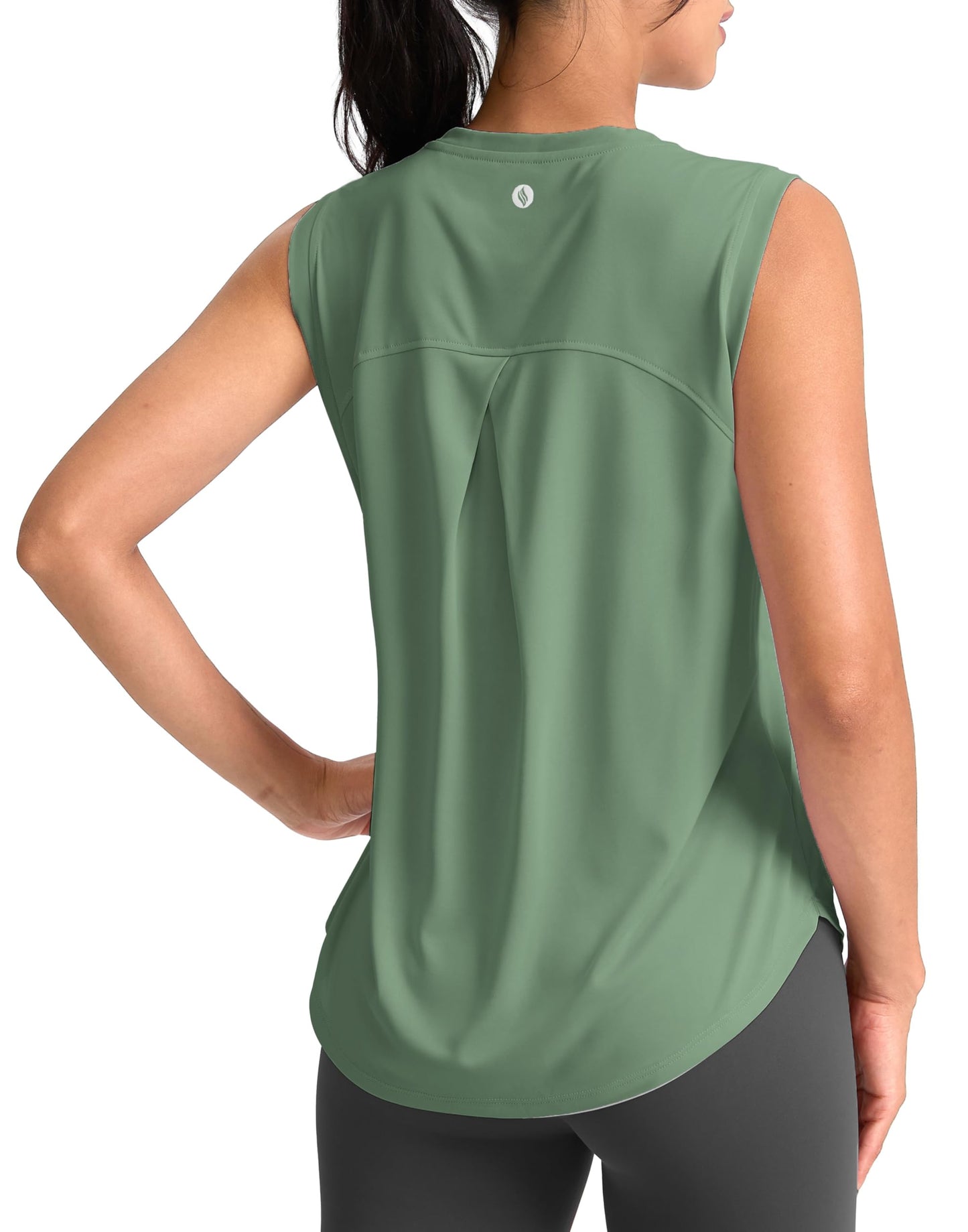 SANTINY Women's Workout Tank Tops Athletic Gym Yoga Shirt (Grey Sage_XXL)