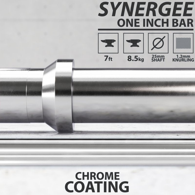 Synergee 1" Olympic Barbell Standard Weightlifting Barbell. 7-foot Bar Weighing 8.5 KG/18.7LB. Compatible with 1”-Opening Plates.
