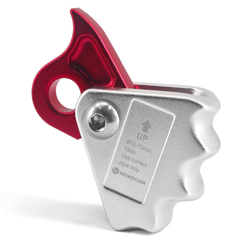 NewDoar Rope Grab Ascender 15KN Riser Adjuster Fits 12mm Rope for Rocking Climbing Protection Rescue(Red)