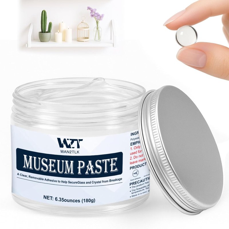 Exhibit Fixing Gel - Clear Removable Putty Wax for Antiques, Glass & Collectibles | 180g Non-Toxic