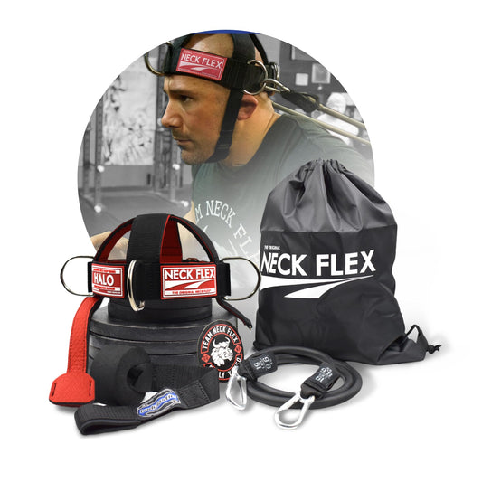 Neck Flex - The Original Head Harness, Neck Muscle Trainer, Workout Head Strap for Neck Relief, 3-in-1 Kit With Functional Trainer Attachments (Bodylastics Resistance Band + Door Anchor)