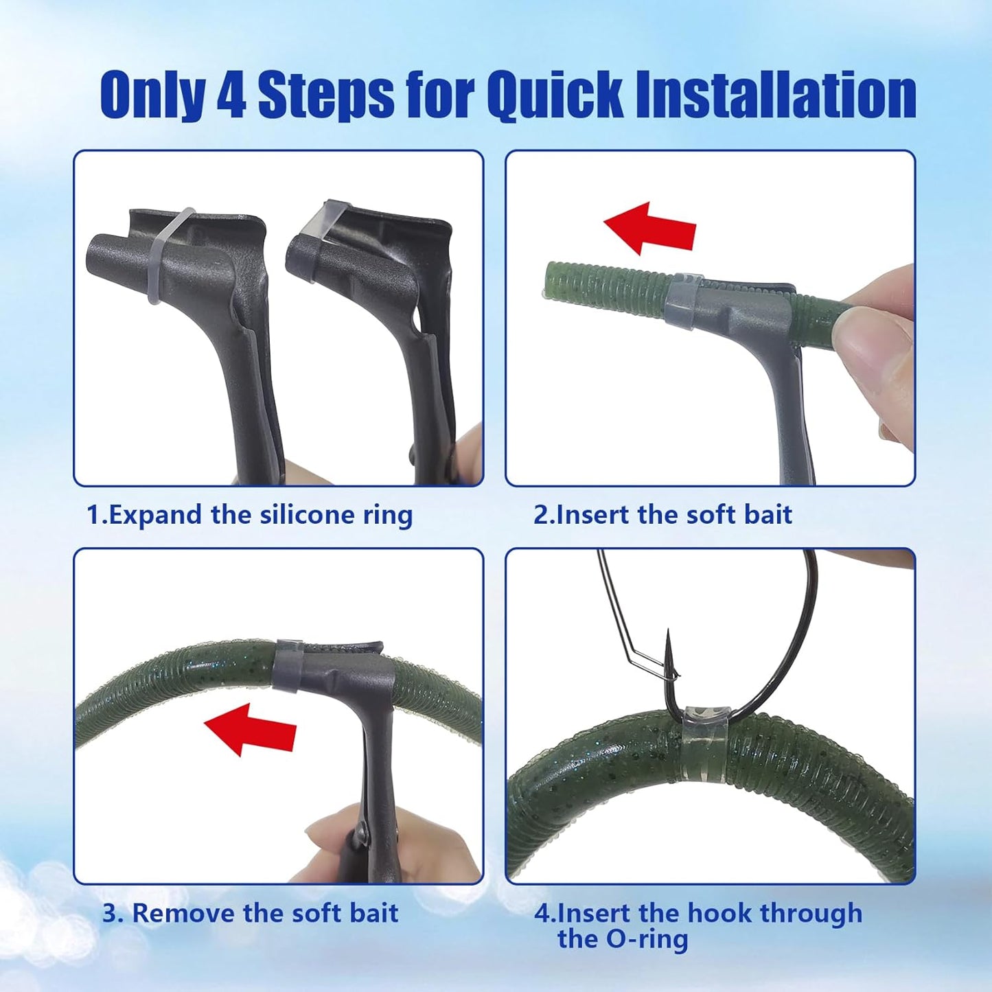 Wacky Worm Pliers - Labor-Saving Lever Design with 300 O-Rings (6/7mm) | Smooth Action Teflon Coated Stainless Steel Tools