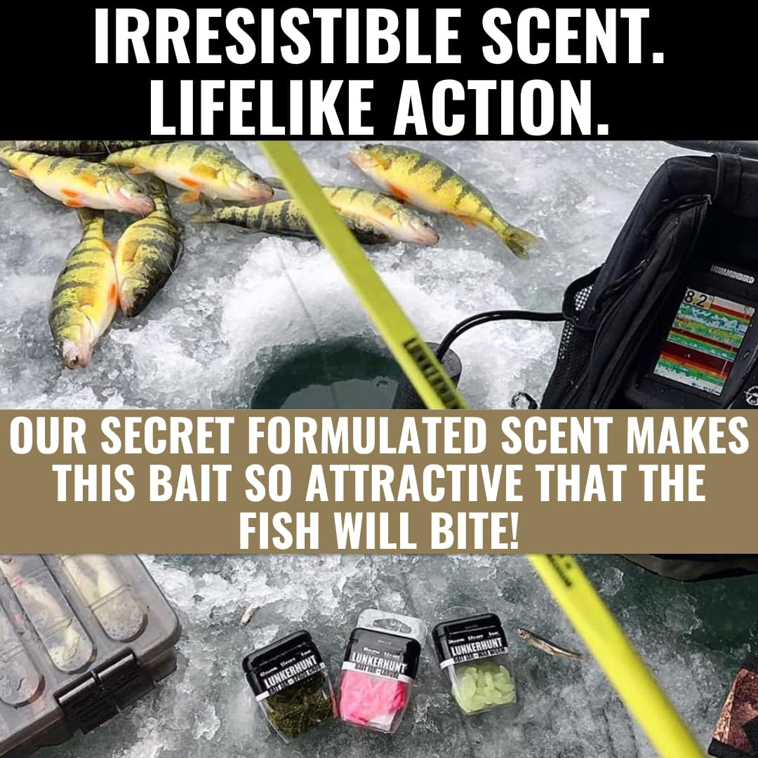 LUNKERHUNT Wax Worm Fishing Bait Jar with Unique Attractant | Durable Wax Worms for Fishing Bass, Fishing Lures Trout and Pike (Yellow)
