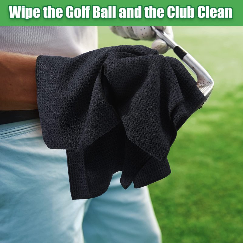 Moukeren 3 Pcs Center Cut Golf Towel 16" x 40" Microfiber Waffle Texture with Center Slit Hole Drapes Over Clubs Large Size Caddy Towel for Golfer Players Men Women Sports Gifts
