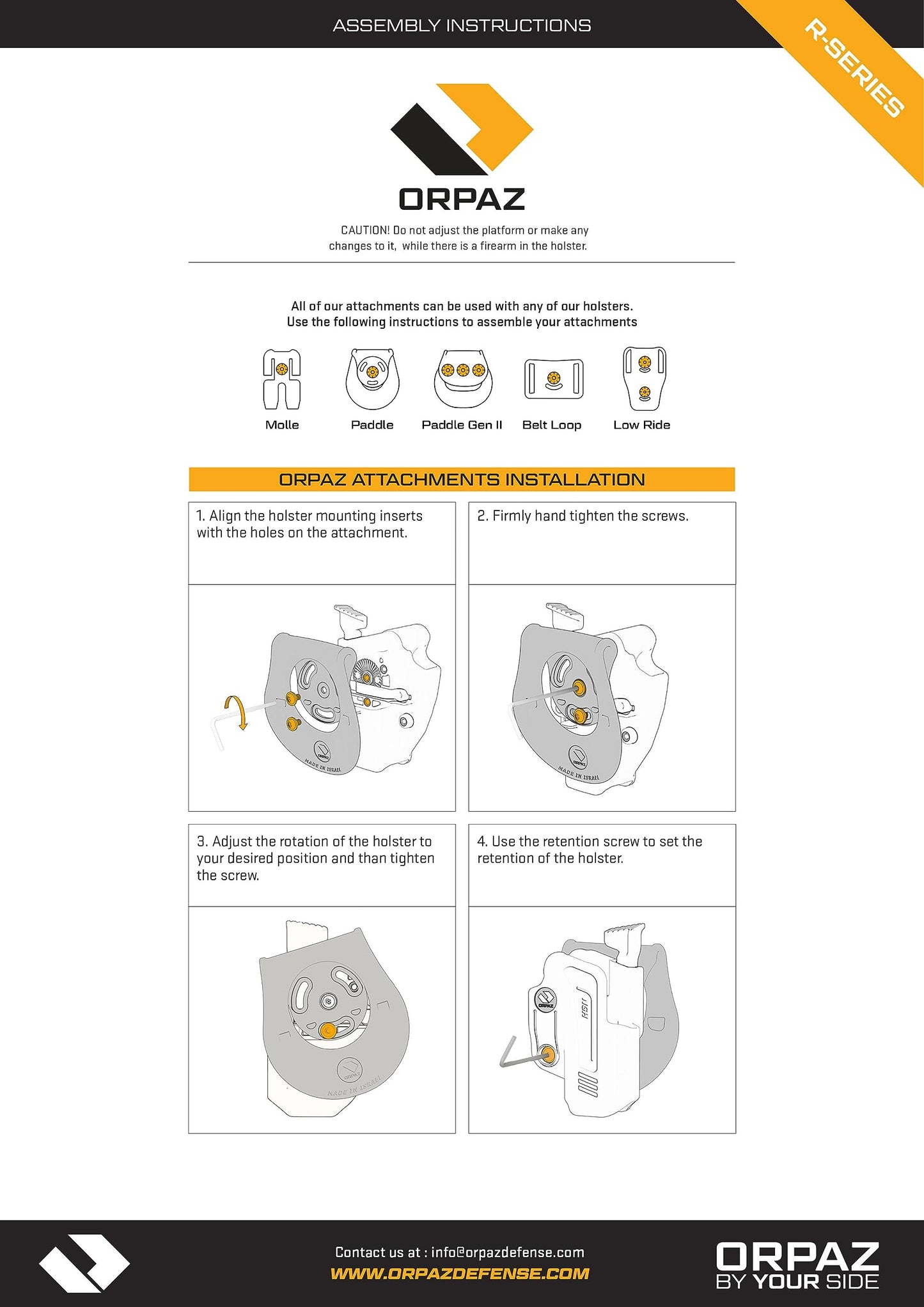 Orpaz R-Series G19 Holster Compatible with Glock 19 Holster, Level I OWB Holsters (Level I R Series)