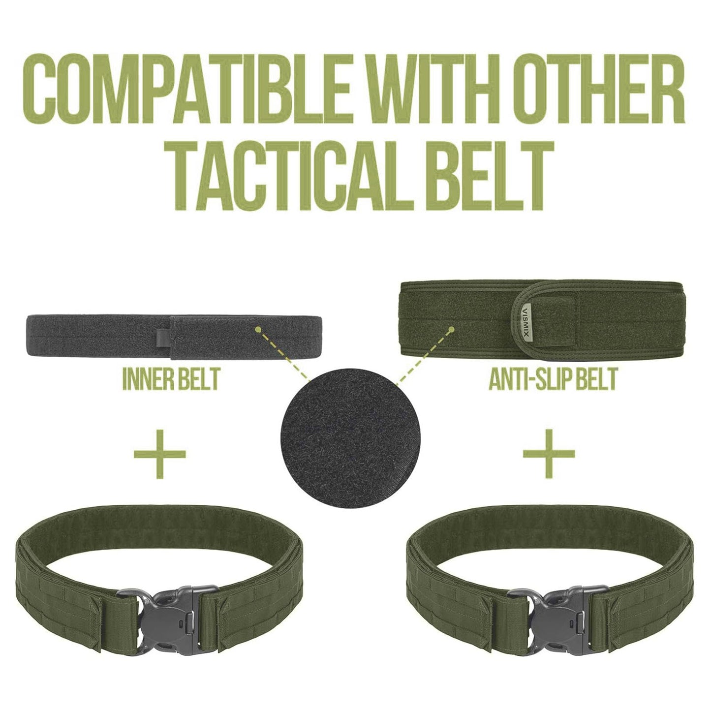 VISMIX Tactical Belt, Quick Release 1.75" MOLLE Battle Belt with Inner Belt and Anti-Slip Pad- Heavy Duty Battle Belts