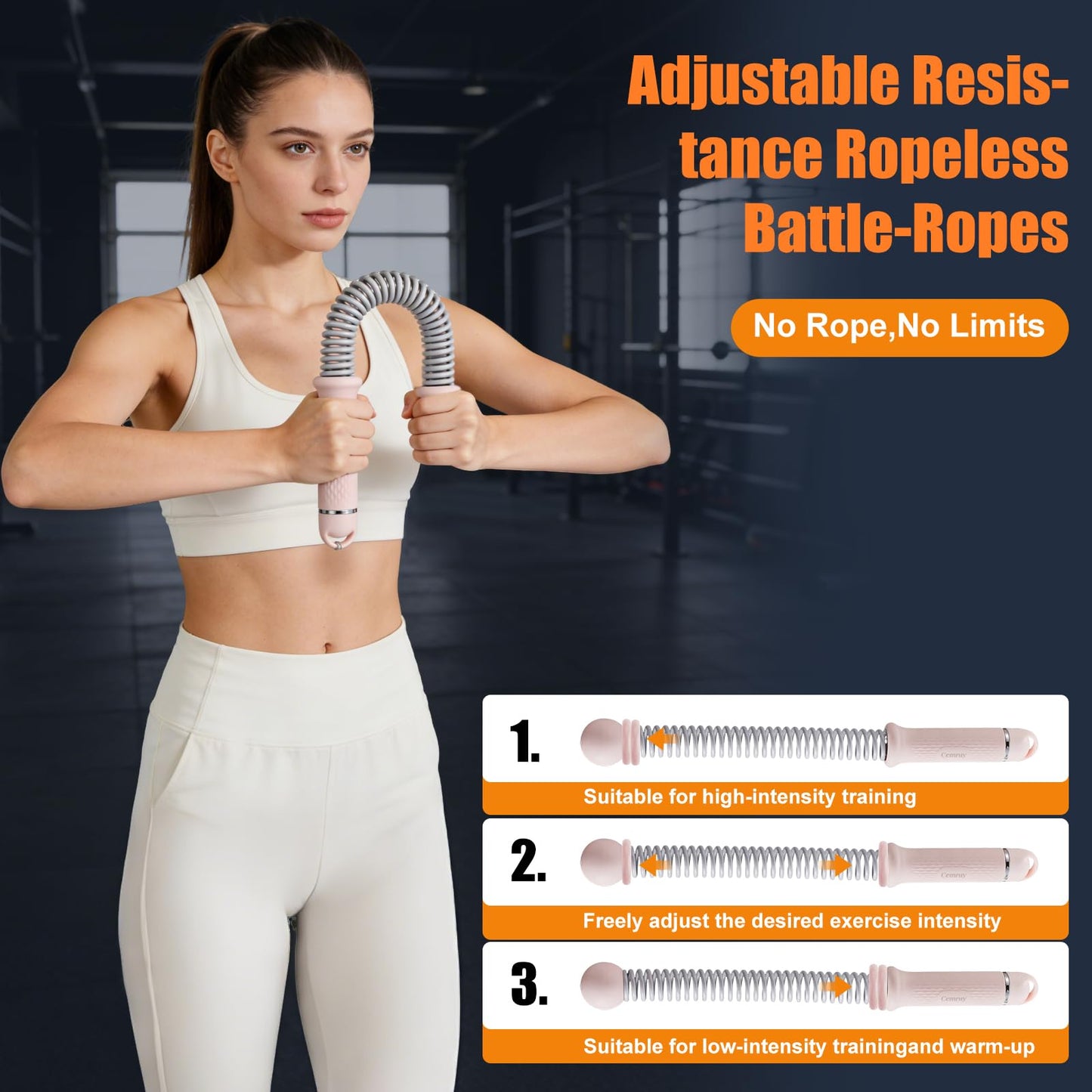 Cordless Battle Ropes with Adjustable Weighted Ropeless Battle Rope for Home Gym Exercise, Portable Workout Equipment for Strength Training & Cardio Fitness for Women & Men