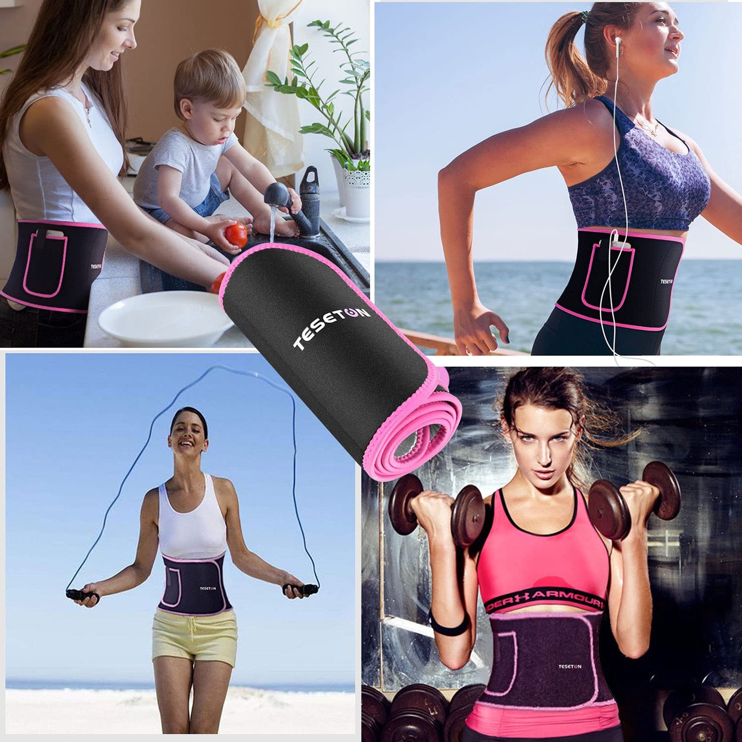 TESETON Waist Trainer Sweat Belt for Men Women 01 Black L