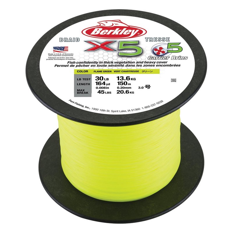 Berkley x5 Braid Superline, Crystal, 8-Pound Break Strength, 164yd Fishing Line, Suitable for Freshwater and Saltwater Environments