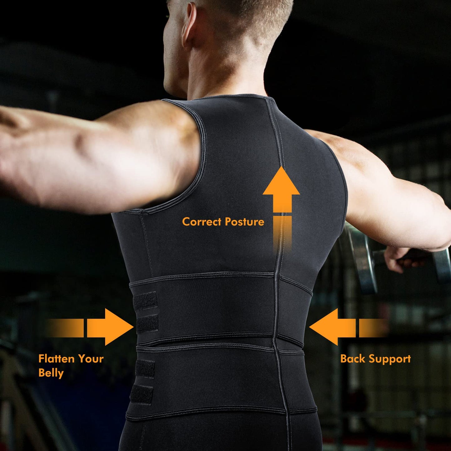 A+ Choice Sauna Vest Waist Trainer for Men - Mens Sauna Suit Large Sweat Belt Body Shaper for Gym Workout Exercise Faja Para Hombre Size Small