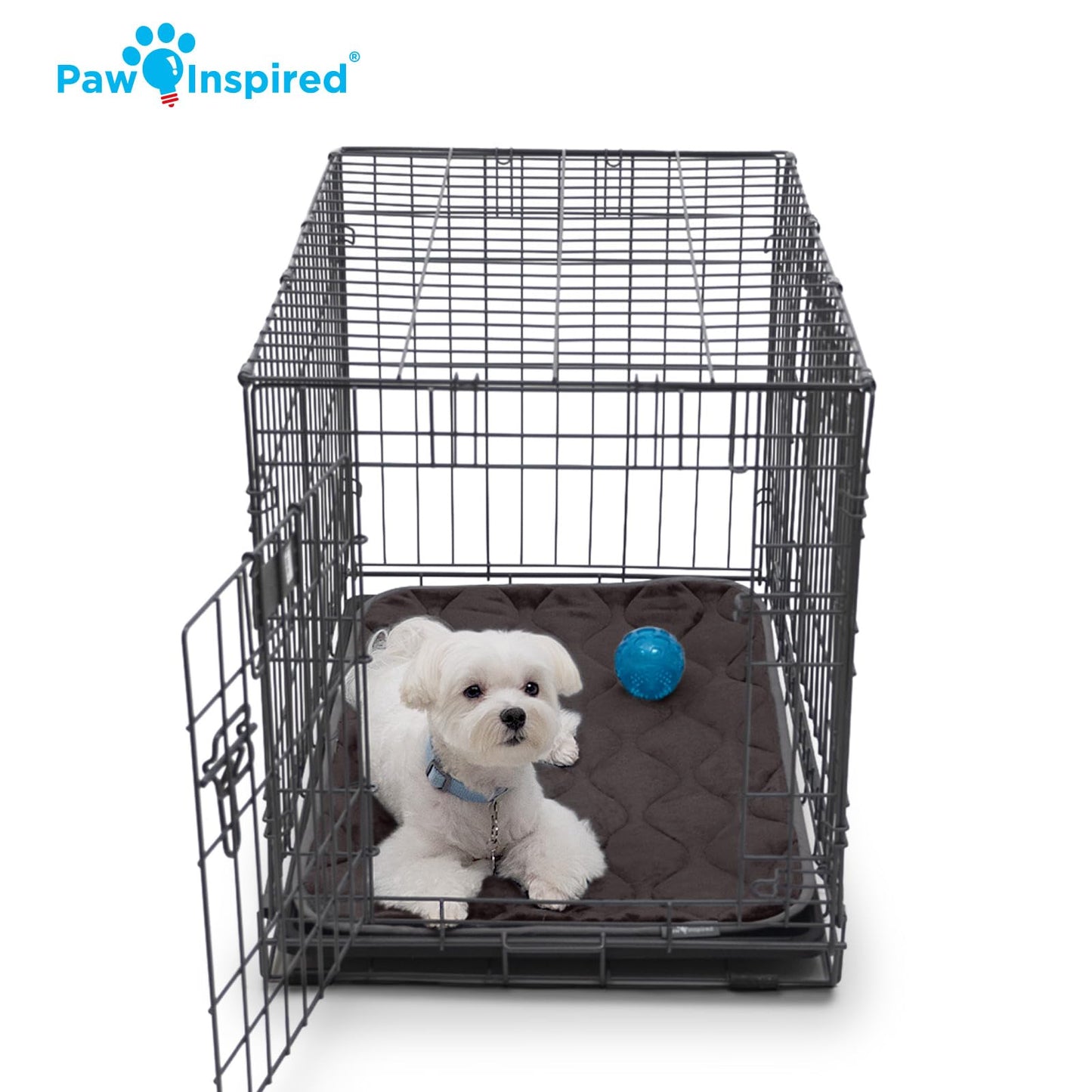 Paw Inspired Washable Padded Crate Mats for Dogs, Gray, 29x18 Inch