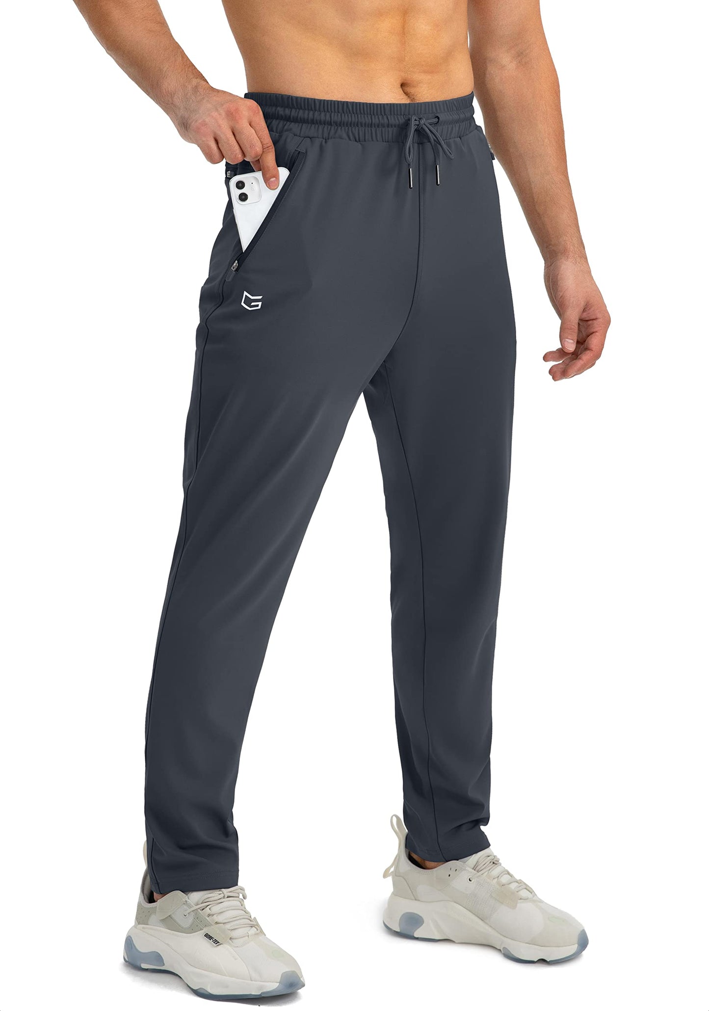 G Gradual Men's Sweatpants with Zipper Pockets Tapered Joggers for Men Athletic Pants for Workout, Jogging, Running (Grey, 3X-Large)
