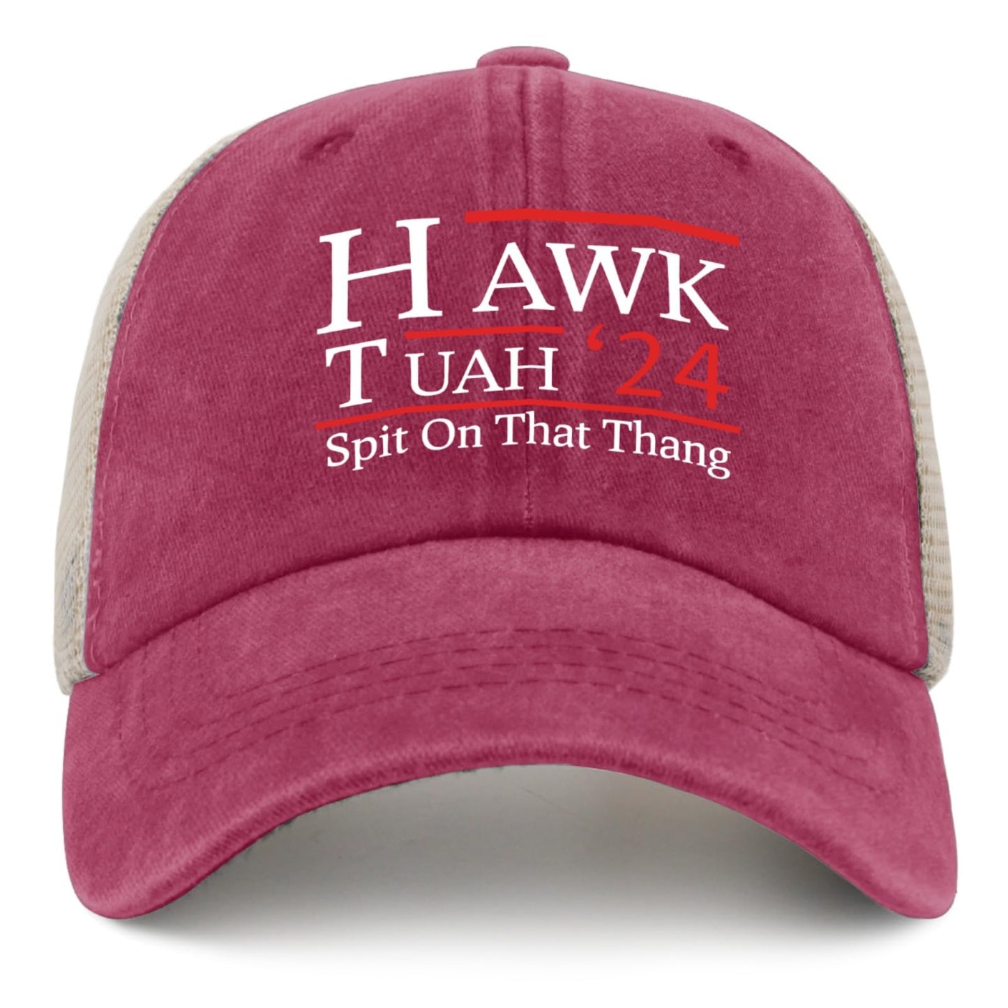 HAWK TUAH Spit On That Thang Trucker Hat Funny Mesh Baseball Cap for Summer HAWK TUSH Spit On That Thang Hat Rose Red