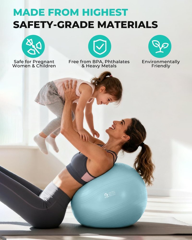 Yoga Ball - Extra Thick Anti-Burst Exercise Ball for Stability & Fitness | 4 Sizes Available with Pump
