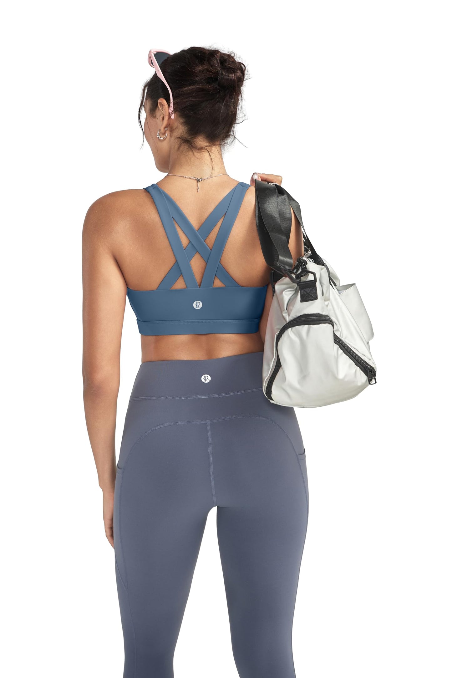 RUNNING GIRL Sports Bra for Women, Criss-Cross Back Padded Strappy Sports Bras Medium Support Yoga Bra with Removable Cups