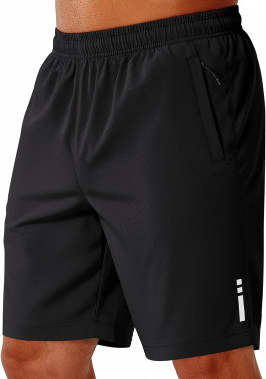 Men's Athletic Running Shorts - Lightweight Quick-Dry Mesh Gym Shorts with Zipper Pockets | 7"/9" Sizes