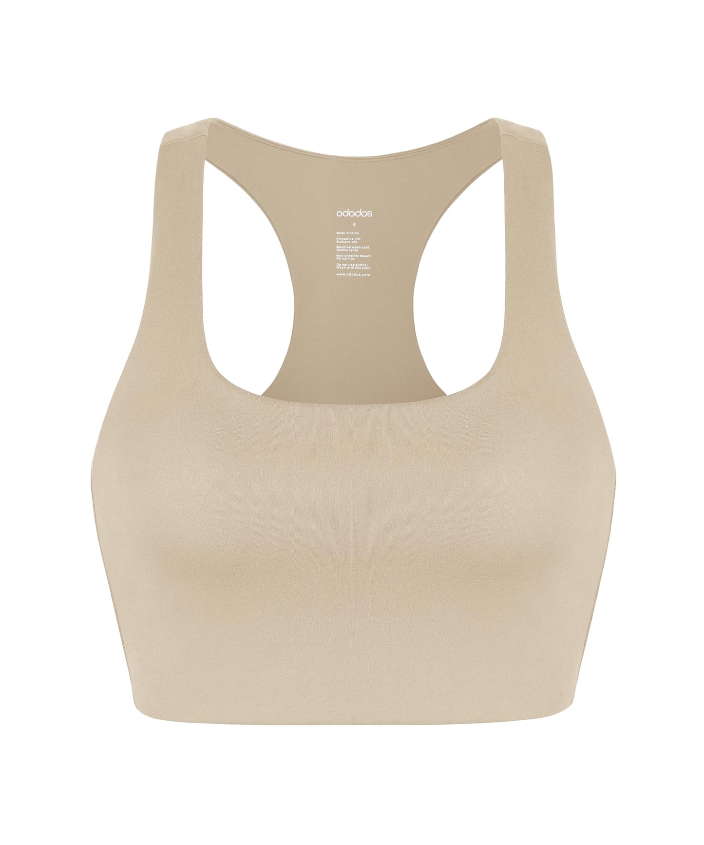 ODODOS Racerback Sports Bra for Women Yoga Tank Sleeveless Fitness Workout Crop Tops, Taupe, X-Large