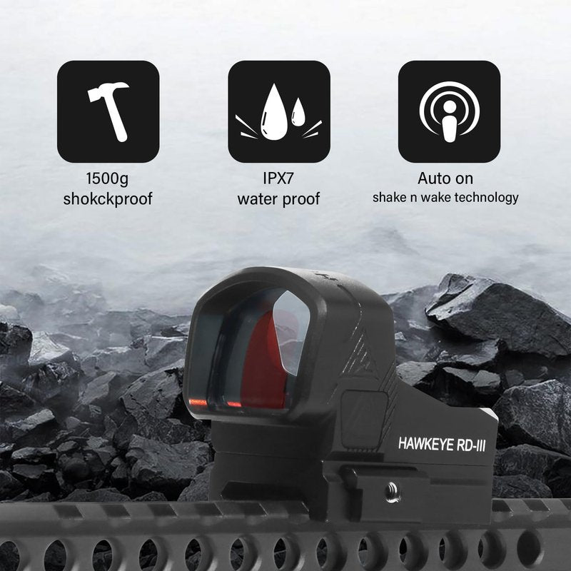 RD-III 3 MOA Red Dot Sight Shake Awake,1x30mm Open Reflex Sight for Pistols Optic with Picatinny Mount,Rugged Durable Aluminum Lightweight Waterproof