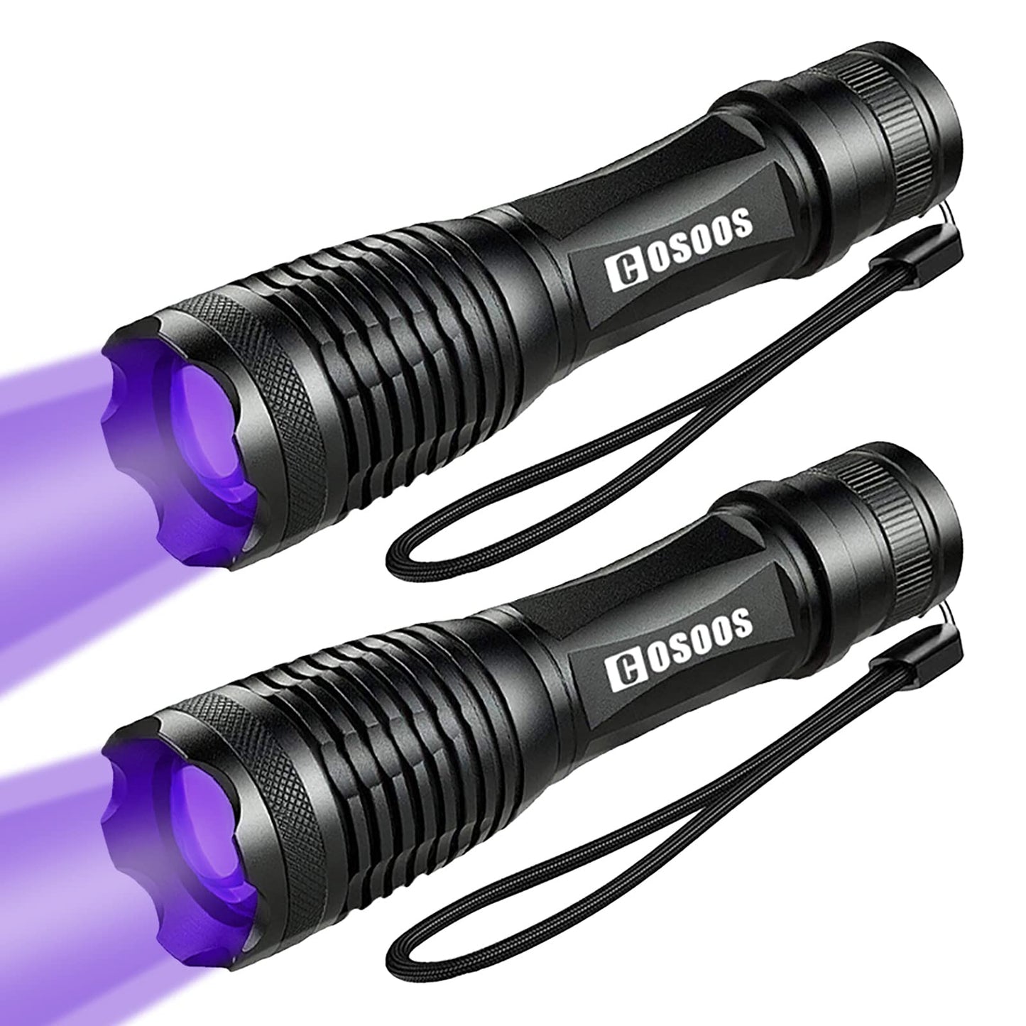 COSOOS 2 Pack UV Flashlight Blacklight, 2 in 1 LED Tactical Flashlight & 395nm Black Light Pet Urine Detector for Dog/Cat Urine, Dry Stains, Bed Bugs, Scorpions