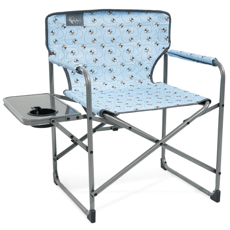 Busy Bee Kids Director Camping Chair with Foldable Side Table, Lightweight, Flat Folding, Compact and Portable, Perfect Kid Beach Chairs, Supports 150 Lbs.