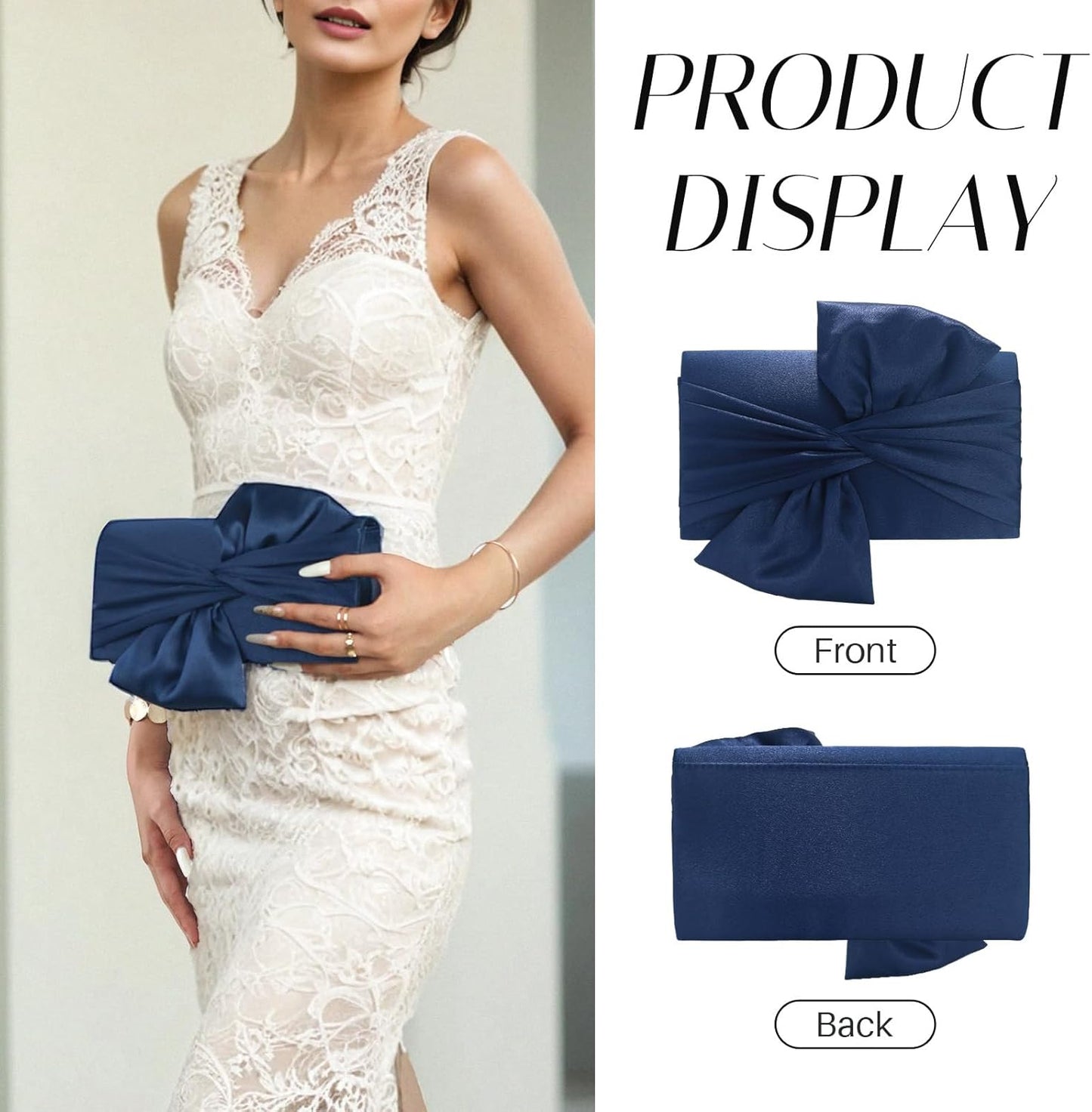 Satin Evening Bag - Elegant Bow Flap Clutch Purse for Women | Perfect for Formal, Party, Prom, Wedding