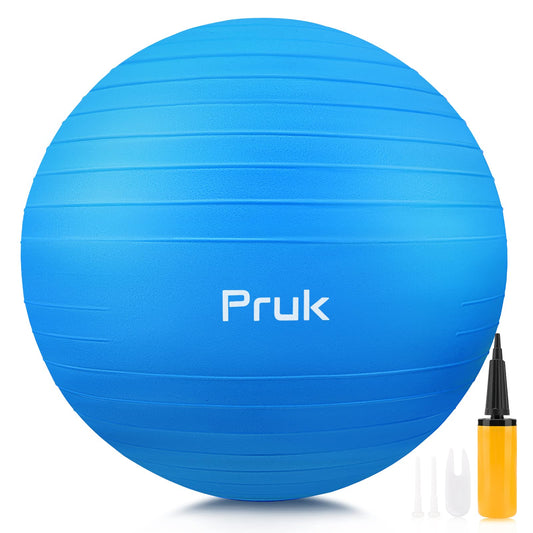 Exercise Ball Yoga Ball, Thick Anti-Slip Pilates Ball for Pregnancy Birthing, Workout and Core Training, Anti-Burst Fitness Ball with Air Pump, Suitable for Home Gym Office (26 in, Blue)