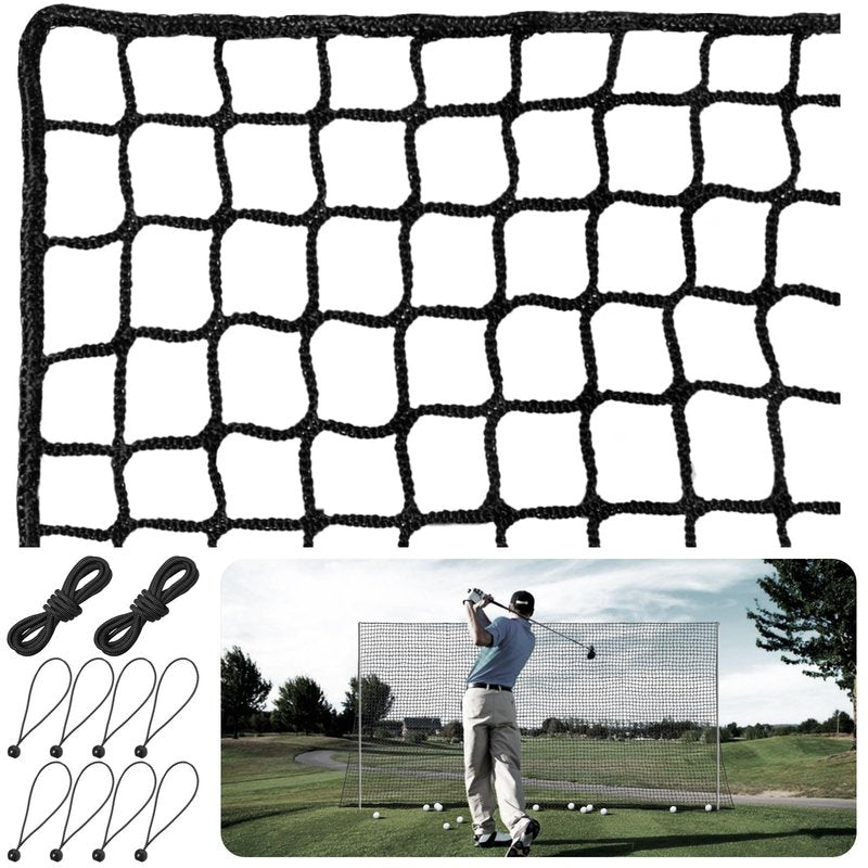 Golf Practice Net,Heavy Duty Nylon Golf Hitting Net,Golf Net Outdoor Indoor with Wire Hanging Kit,Golf Nets for Backyard Driving，Golf,Baseball, Hockey, Soccer（10/15/20/25/30ft (Black-10x10ft)