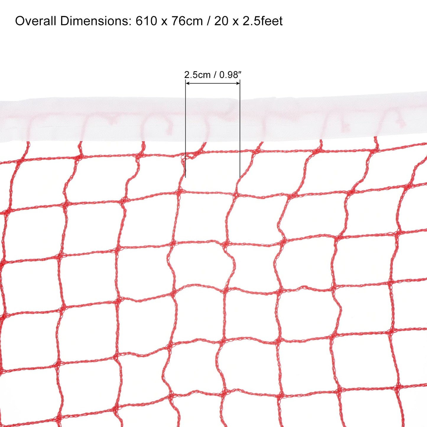 PATIKIL 20x2.5ft Badminton Net, Badminton Court Netting Replacement 0.98x0.98 Mesh with Box for Outdoor Indoor Beach Backyard, Red