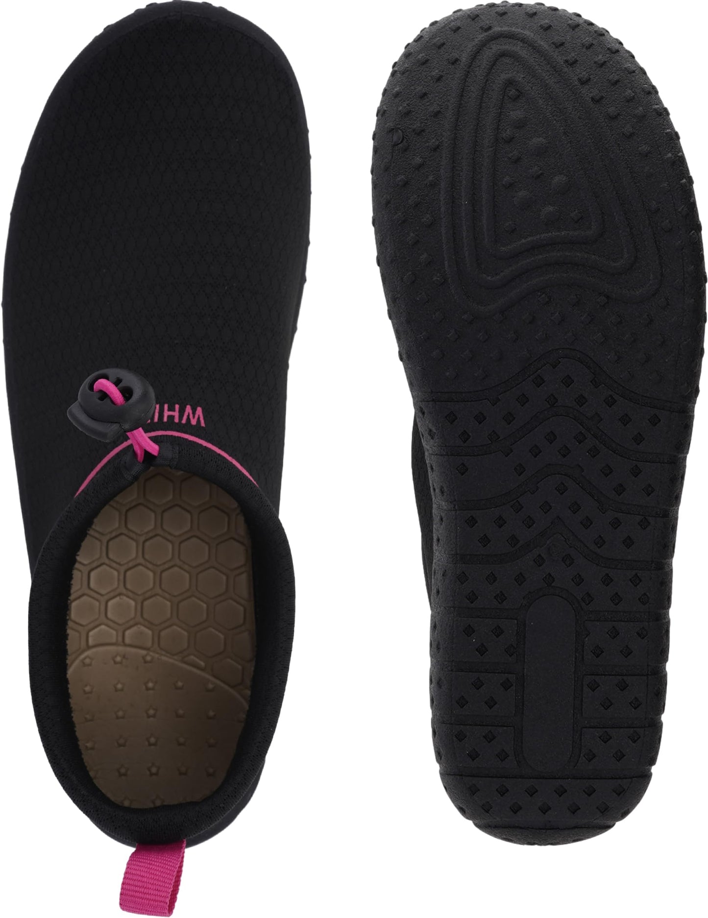 WHITIN Women's Water Shoes Aqua Minimalist Socks Size 11 Barefoot Swim Beach Surf Anti Slip Outdoor Activities Boating Gym Lightweight Sneakers Black/Pink 42