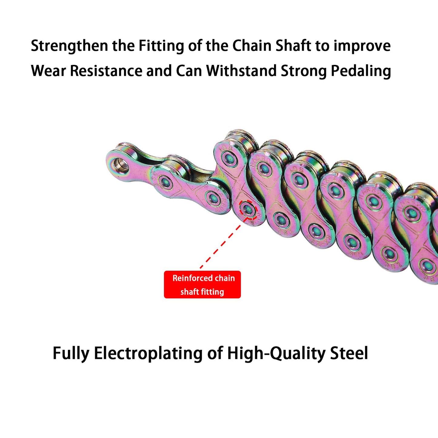 9 Speed Bike Chain,Suitable for Road Bicycles,Mountain Bike Accessories,Rainbow Color,116 Links,Compatible with Shimano/SRAM Mountain, Road Bike