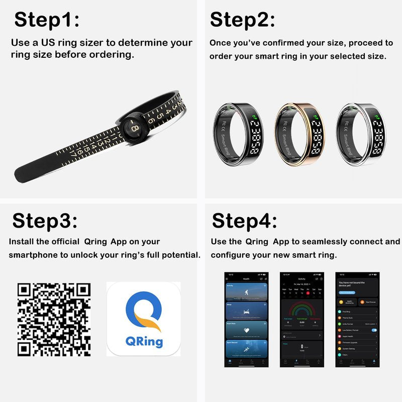 Yihou Smart Ring for Women Health Ring Fitness Tracker with Pedometer Heart Rate Monitor Screen Display Prayer Count No Subscription Fee for Android iOS Black 12
