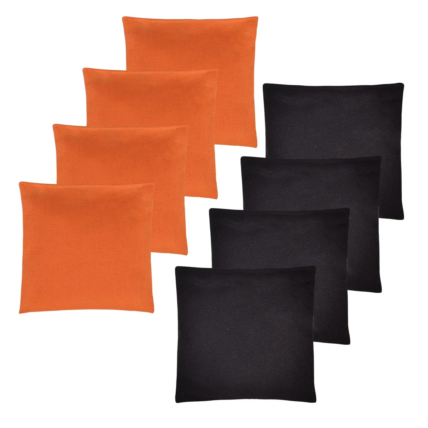 yaaduo Set of 8 Regulation Cornhole Bags Double Sided, Weather Resistant Bean Bags for Cornhole Toss Game, Corn Hole Beans Bags with Tote Bag (Black/Orange)